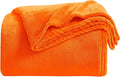 KMUSET Super Soft Fall Throw Blanket Premium Silky Flannel Fleece Twin Size Orange Microfiber Lightweight Blanket All Season Use