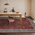 6x9 Dining Room Rugs for Under Table - Vintage Burgundy Boho Living Room Rug, Lightweight Washable Foldable Low Pile Carpet,Southwestern Bed Room Décor Aesthetic