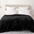 Exclusivo Mezcla Plush Fuzzy Fleece Bed Blanket Twin Size, Super Soft, Fluffy and Warm Blankets for Couch, Bed, All Season (Black, 90x66 inches)