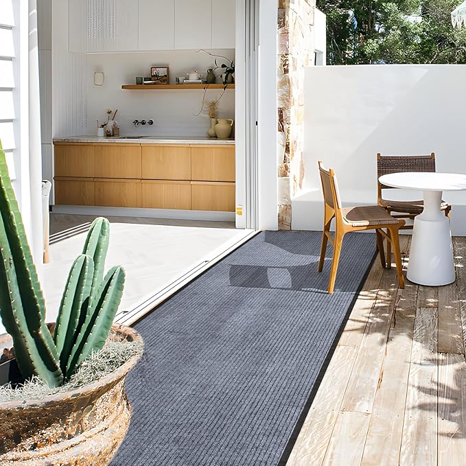 MYOYAY Carpet Runner, 3ft x 10ft Hallway Runner with PVC Non-Slip Backing Indoor Outdoor Floor Mat Area Rugs for Kitchen Balconies Living Room Dining Room Decks Patio (Gray)