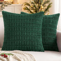 MIULEE Pack of 2 Dark Green Corduroy Decorative Euro Sham Pillow Covers 24x24 Inch Soft Boho Striped Throw Pillow Covers Modern Farmhouse Home Decor for Sofa Living Room Couch Bed