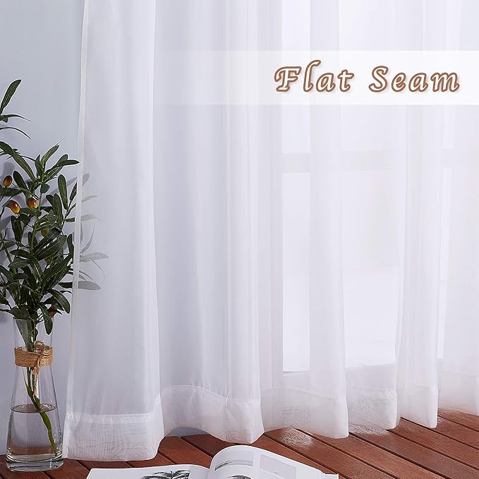 NICETOWN White Sheer Curtains Extra Long 135 inch Length for Large Windows, Grommet Soft and Touching Living Room Window Treatments Sweep to Floor for Villa, 108" Wide Total 2 Pieces