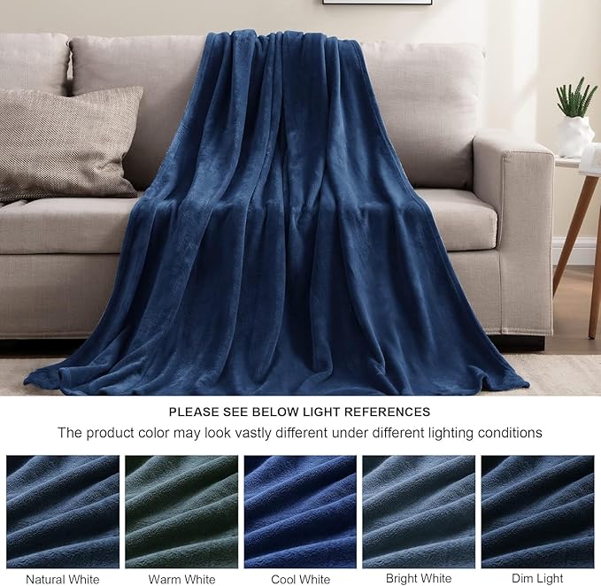 BEDELITE Fleece Blanket Full Size Navy for Couch & Bed, Luxury Plush Cozy Fuzzy Blanket 84" x 90", Super Soft Warm Lightweight Throw Blanket for Travel Camping