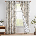 jinchan Lined Linen Blend Curtain Floral Curtains for Living Room 90 Inches Long Black Peony Flower Printed Curtain Back Tab Farmhouse Patterned Drapes Bedroom Window Curtains Set 2 Panels