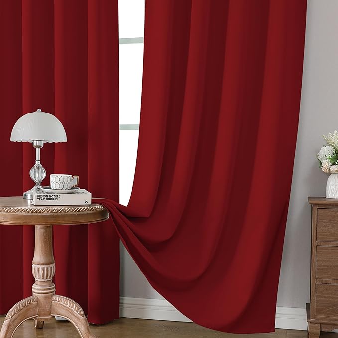 CUCRAF Red Blackout Curtains Customize, Rod Pocket Room Darkening Curtain for Bedroom Living Room, Thermal Insulated Window Drapes 1 Panel (Custom Size, Color)