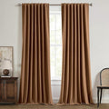 MIULEE 100% Blackout Linen Curtains for Bedroom, Brown Solid Luxury Decor Thermal Insulation Room Darkening Drapes for Living Room Nursery Back Tab Rod Pocket 42 x 96 Inches, 2 Panels