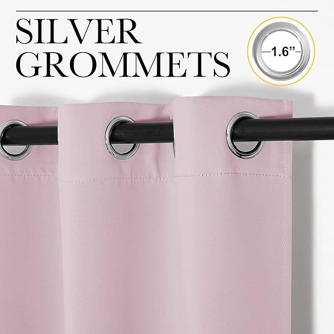 NICETOWN Room Darkening Drapes for Nursery - Light Blocking Curtain Panels for Bedroom Girl Room, Soft Fabric Window Treatment (Lavender Pink, 42 inches Width by 95 inches Length, 1 Pair)