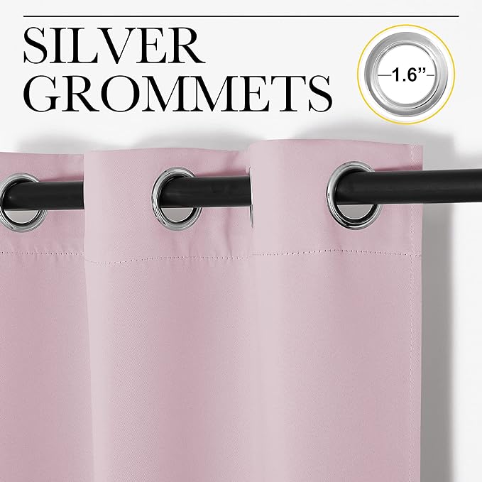 NICETOWN Baby Pink Blackout Curtains 40 inches Length for Kitchen, 2 Panels, 29" Wide, Thermal Insulated Decoration Drapes for Small Window
