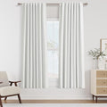 Guken White 100% Blackout Linen Curtains 52 Inch Wide by 60 Inch for Living Room Bedroom Back Tab Thermal Insulated Black Out Linen 2 Drapes Room Darkening Farmhouse Window Curtains