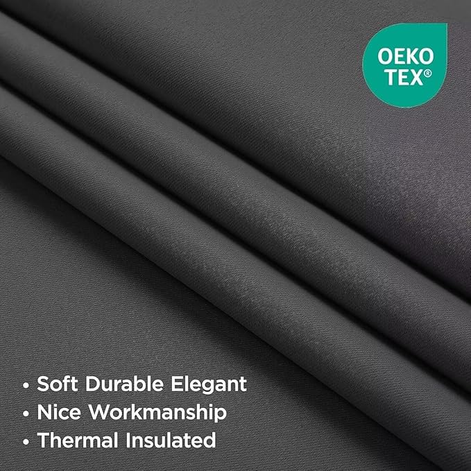 Joydeco Blackout Curtains 95 Inch Length 2 Panels Set, Thermal Insulated Grey Curtains & Drapes 2 Burg, Room Darkening Grommet Drapes for Living Room Bedroom Window (Dark Grey, W52 x L95 Inch)