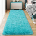 Soft Runner Rugs for Bedroom Hallways, 2x6 Teal Blue Fluffy Shag Throw Area Rug Non Slip for Bedside Dorm, Long Shaggy Furry Carpet for Nursery Living Room