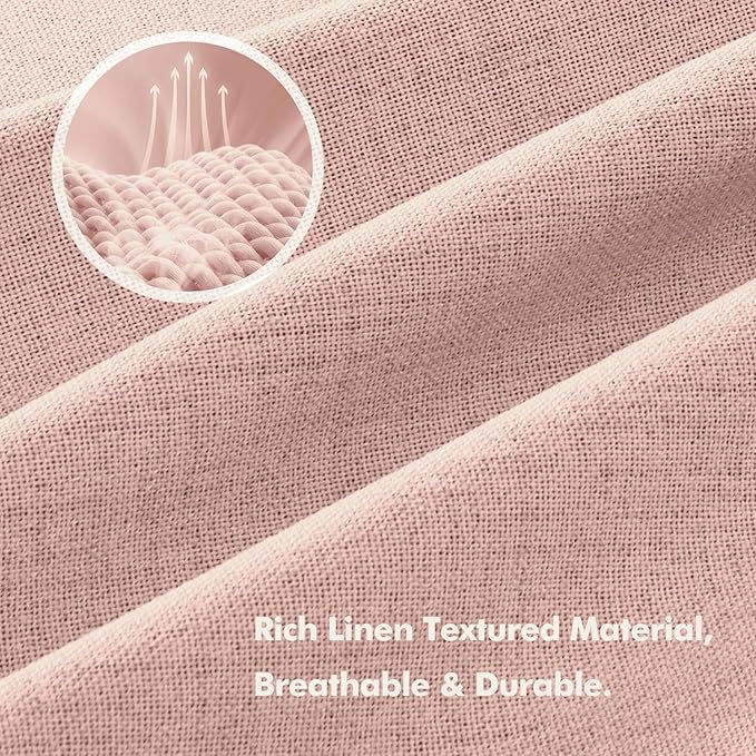 MIULEE 100% Blackout Linen Curtains for Bedroom, Blush Pink Solid Luxury Decor Thermal Insulation Room Darkening Drapes for Living Room Nursery Back Tab Rod Pocket 42 x 72 Inches, 2 Panels