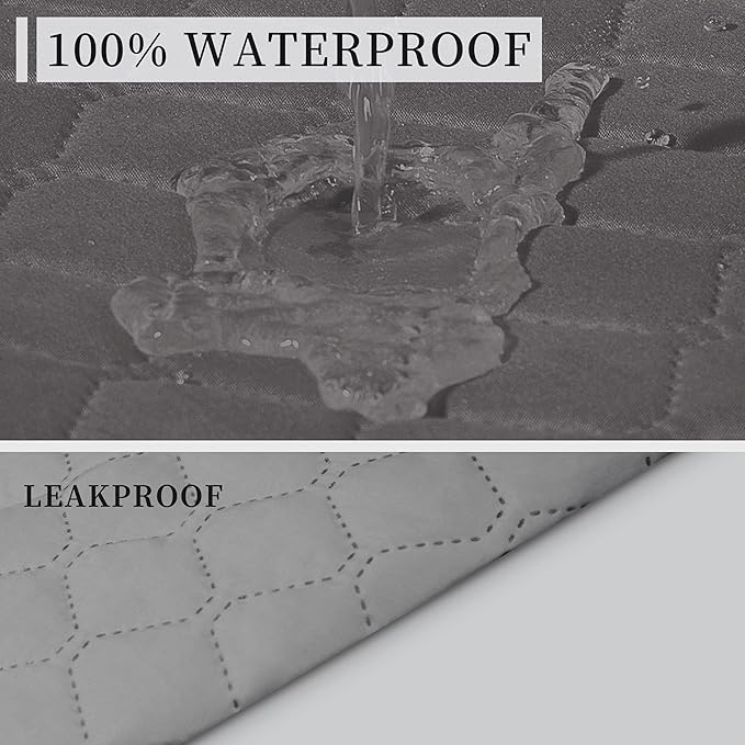 ISSUNTEX Double Protection 100% Waterproof Loveseat Sofa Covers for Living Room, Couch Covers for 2 Cushion Couch Sofa, Reversible Furniture Protector Sofa Cover for Dogs (Loveseat, Gray/Light Gray)