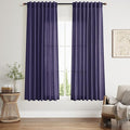 Purple Curtains 63 Inches Long 2 Panel Sets for Living Room Bedroom, Light Filtering Linen Drapes for Kitchen Windows Rod Pocket or Back Tab Curtain,Semi Sheer 52x63