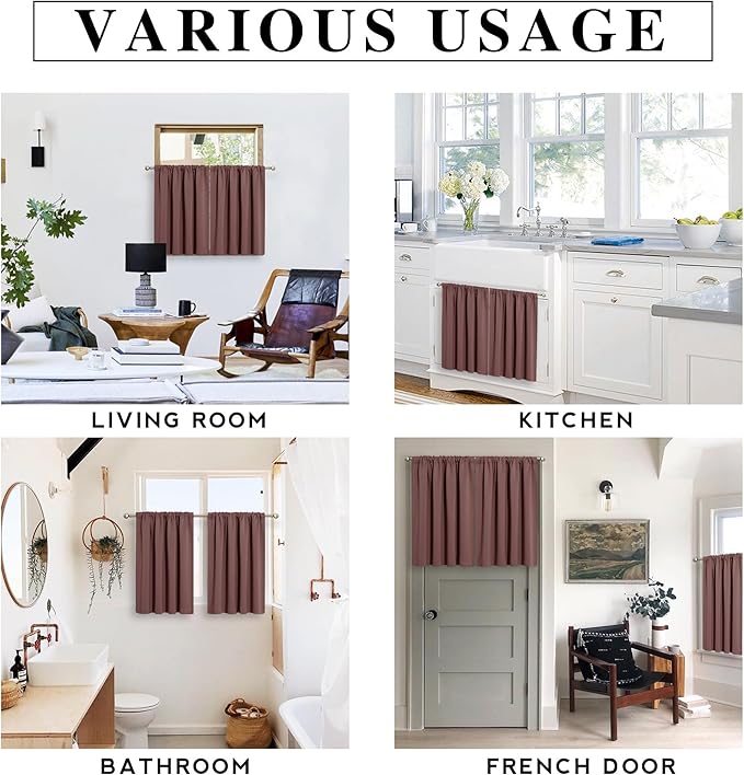 RYB HOME 54 inch Blackout Curtains for Living Room, Rod Pocket Thermal Insulated Small Window Drapes Room Darkening Shades for Bedroom Studio Dorm, W 42 x L 54 inch, Set of 2 Panels, Chocolate Brown