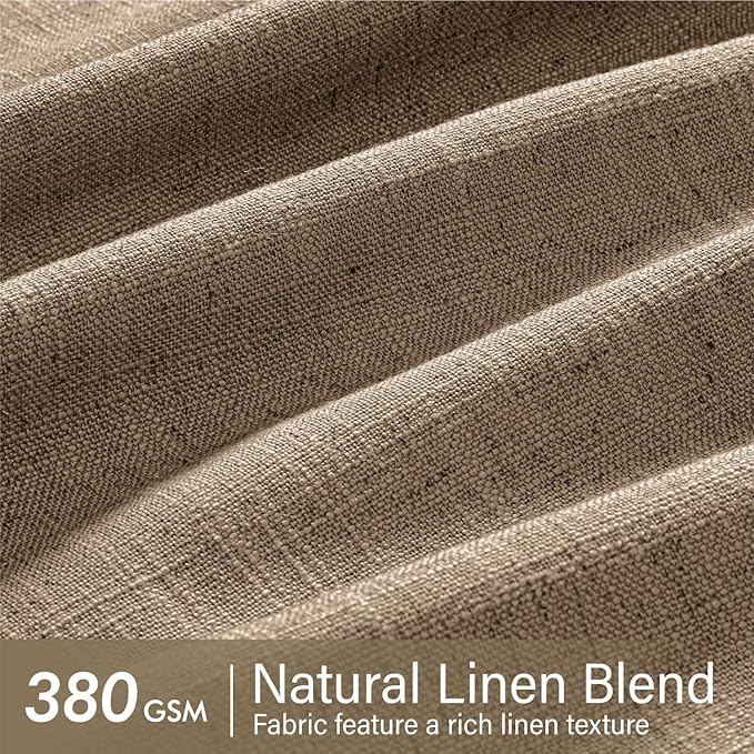 MIULEE Pinch Pleated Thick Linen Curtains 108 Inches Long 2 Panels for Living Room Bedroom, Linen Textured Drapes Back Tab Country Farmhouse Brown Tan Burlap Foor to Ceiling Curtains with Hooks&Rings
