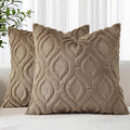 decorUhome Throw Pillow Covers 26x26 Inch Set of 2, Soft Plush Faux Wool Light Brown Solid Couch Pillow Covers, Accent Euro Sham Farmhouse Neutral Square Pillow Cases for Sofa Bed Living Room