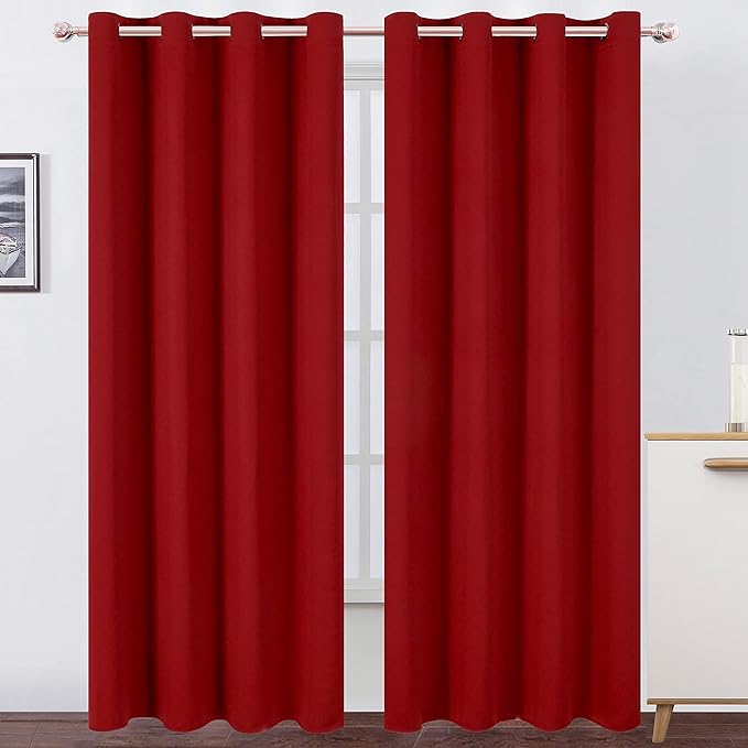 LEMOMO Red Thermal Blackout Curtains/52 x 108 Inch/Set of 2 Panels Room Darkening Curtains for Bedroom