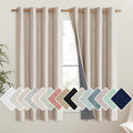 NICETOWN Cream 100% Blackout Short Curtains 63 inches Lenghth Burg for Kitchen, 2 Panels, Burlap Linen Drapes with Thermal Insulated Grey Liner, Keeping Out Cold Air and Heat Panels