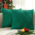 decorUhome Throw Pillow Covers 20x20 Inch Set of 2, Soft Plush Faux Wool Green Solid Couch Pillow Covers, Accent Farmhouse Neutral Square Pillow Cases for Sofa Bed Living Room