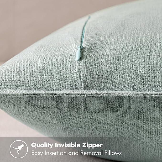 MIULEE Decorative Linen Pillow Covers 20x20 Inch Aqua Green Boho Farmhouse Neutral Spring Couch Throw Pillows for Bed Pack of 2 Accent Modern Pillowcase Summer Sofa Livingroom Home Decor