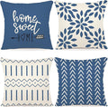 YCOLL Pillow Covers 22x22 Set of 4, Modern Sofa Throw Pillow Cover, Decorative Outdoor Linen Fabric Pillow Case for Couch Bed Car，Light Blue