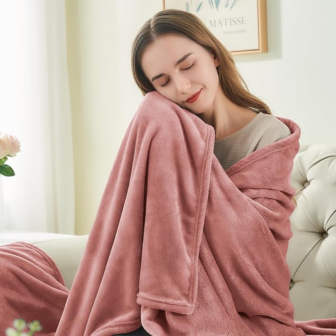 BEDELITE Fleece Blanket Twin Size Dusty Pink Throw Blankets for Couch & Bed, Luxury Plush Cozy Fuzzy Blanket 60x80 inches, Super Soft Warm Lightweight Throw Blanket for Travel Camping