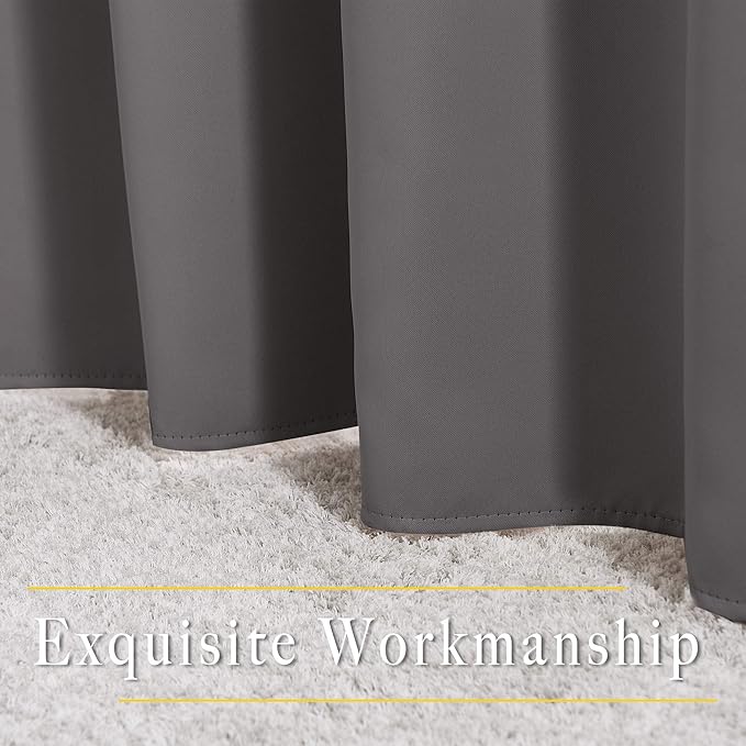 NICETOWN Grey Room Darkening Curtains Blackout 40 inch Curtains for Kitchen, Grommet Solid Window Treatments Sound Reducing for Bedroom, 2 Panels, W37 x L40, 2 Panels