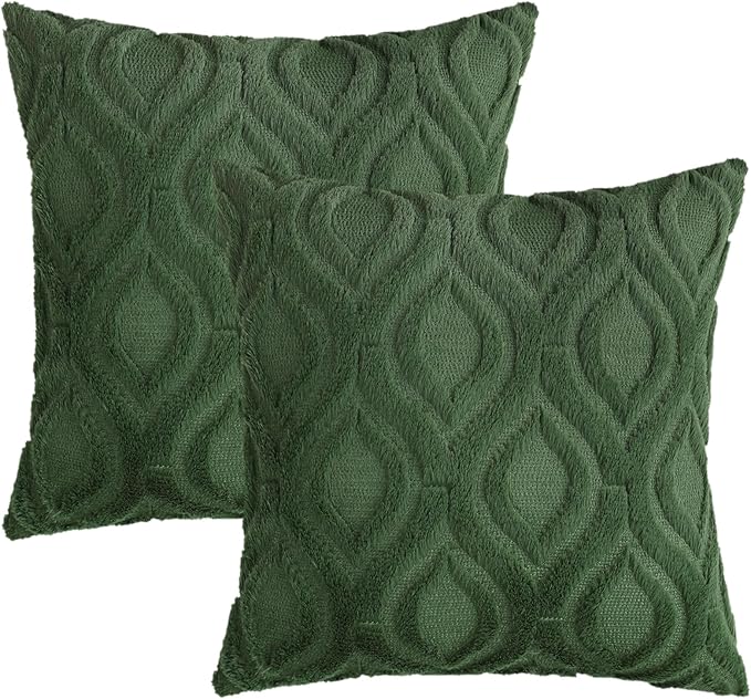 decorUhome Throw Pillow Covers 24x24 Inch Set of 2, Soft Plush Faux Wool Forest Elf Solid Couch Pillow Covers, Accent Euro Sham Farmhouse Neutral Square Pillow Cases for Sofa Bed Living Room
