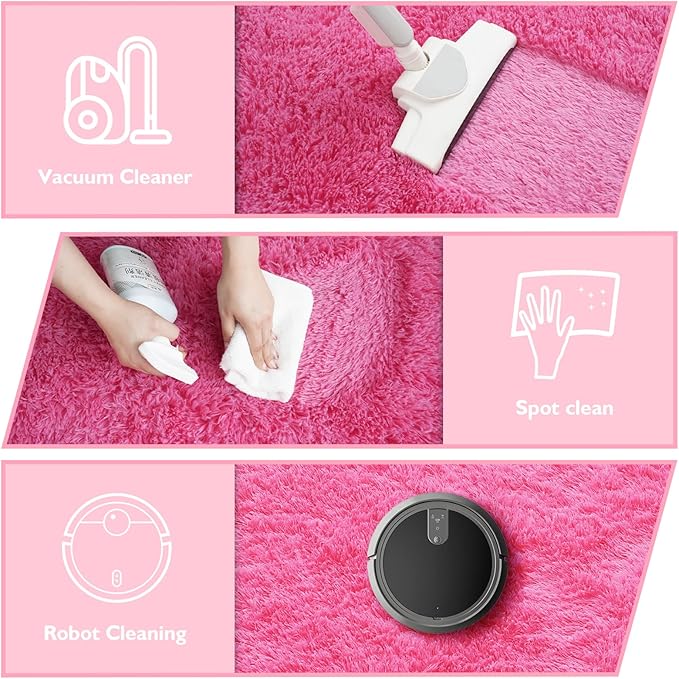 yulidayang Fluffy Round Area Rugs for Living Room,Hot Pink 6'X6'Shag Circle Area Rugs for Bedroom,Non Slip Fuzzy Plush Rug for Kids Room Boys Girls Room and Dorm