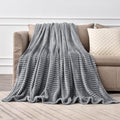 BEDELITE Fleece Throw Blanket for Couch – 3D Ribbed Jacquard Soft and Warm Decorative Fuzzy Blanket – Cozy, Fluffy, Plush Lightweight Gray Throw Blankets for Bed, Sofa, 50x70 inches