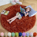 Amdrebio Terracotta Rust Circle Round Rug 4Ft for Bedroom Living Room Aesthetic, Fluffy Fuzzy Thick Shag Area Rugs for Kids Room Decor, Small Plush Furry Shaggy Carpet for Nursery Dorm Classroom