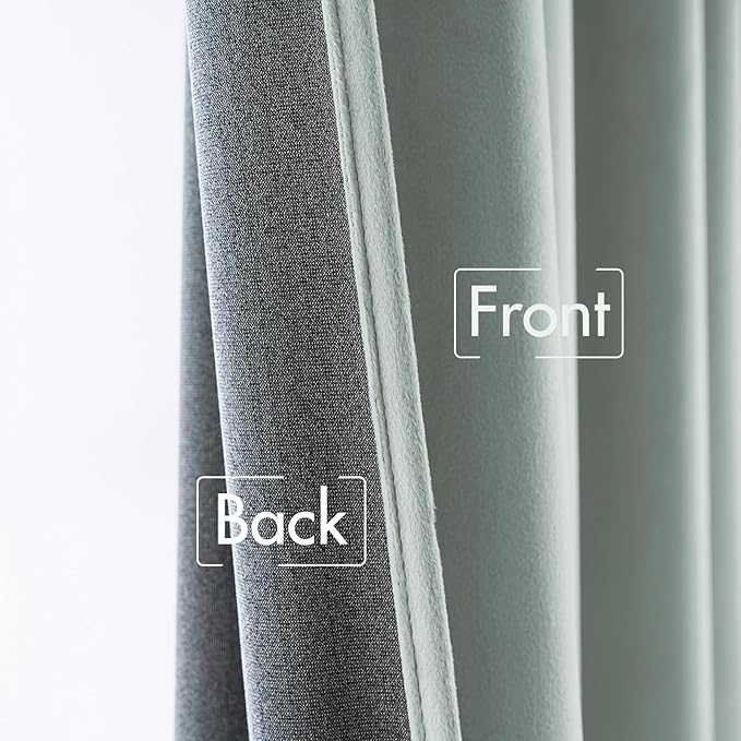 MIULEE Velvet Curtains 96 inches - Luxury Curtains for Bedroom Living Room Room Darkening Thermal Insulated Super Soft Window Drapes Rod Pocket & Back Tab, Misty Blue, W52 x L96 inches, 2 Panels
