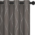 Deconovo Blackout Curtains, Thermal Insulated Soundproof Grommet Drapes, Wave Dots Silver Print, 52 x 45 Inch, Set of 2, Machine Washable Window Panel for Kitchen Bedroom Living Room Nursery, Taupe