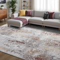 Toneed Abstract Area Rug Modern Washable Rug Soft Non Slip Rug Low Pile for Bedroom Living Room Dining Room Taupe Grey Brown 7x10 Feet