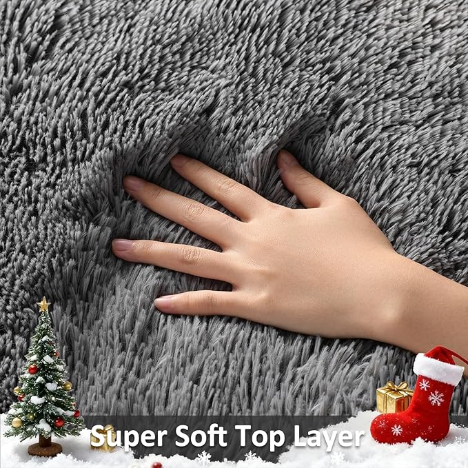 Ophanie Small Rug Upgrade Non Slip Throw Bedside Area Rugs, Fluffy Soft Grey Mini Bedroom Carpet, Affordable Door Entryway Indoor Inside Front Entrance Dog 2x3 Mat, Home Decor Aesthetic, Nursery