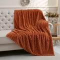 Puncuntex Burnt Orange Throw Blanket 60"×80" inches Fuzzy 3D Jacquard Decorative Flannel Fleece Super Soft Plush Cozy Blanket for Couch Sofa Chair Lightweight