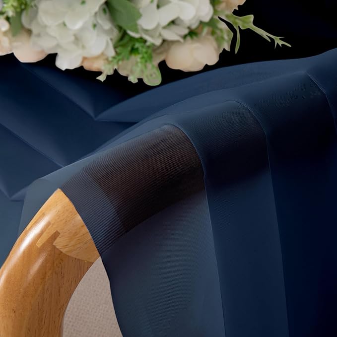 OWENIE Blue Sheer Curtains, Sheer Curtains 78 inches Long 2 Panels Set, Rod Pocket Voile Fimly Sheer Drapes for Living Room/Bedroom, 2pcs, Each 42" W x 78" L, Navy Blue
