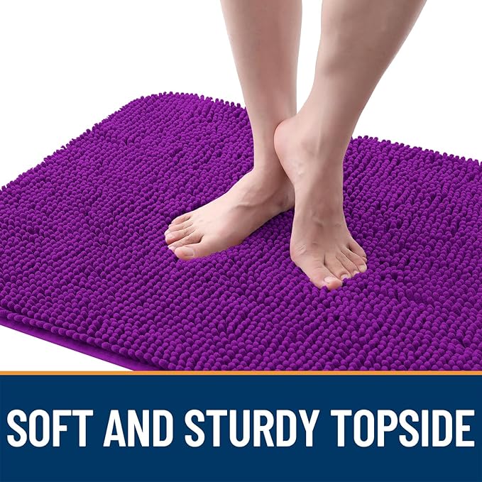 OLANLY Dog Door Mat for Muddy Paws 24x16, Absorbs Moisture and Dirt, Absorbent Non-Slip Washable Doormat, Quick Dry Chenille Mud Mat for Dogs, Entry Indoor Entryway Carpet for Inside Floor, Purple