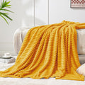 BEDELITE Fleece Blanket Twin Size – 3D Ribbed Jacquard Soft and Warm Decorative Fuzzy Blankets – Cozy, Fluffy, Plush Lightweight Throw Blankets for Couch, Bed, Sofa(Mustard Yellow, 60x80 inches)