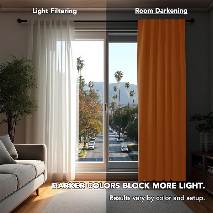 Deconovo Blackout Curtains for Kitchen Window Back Tab and Rod Pocket Curtains Room Darkening Curtains 52Wx45L Inch Orange Flame 2 Panels