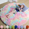 Amdrebio Rainbow Fluffy Round Rug 6Ft Kids Rugs for Girls Bedroom, Unicorn Room Decor, Colorful Pastel Plush Floor Carpet for Playroom Baby Nursery, Cute Shag Kawaii Circle Area Rug for Teen Princess