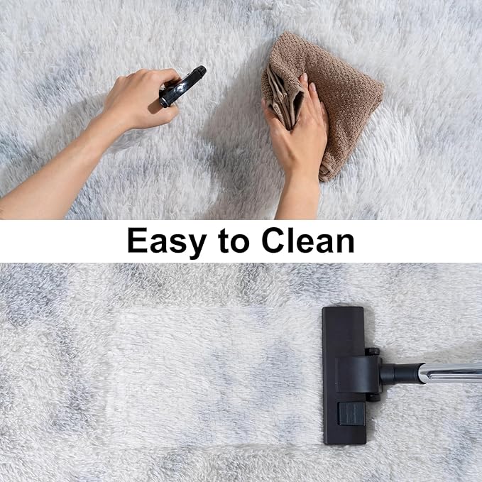 Ultra Soft Runner Rugs for Bedroom Hallways with Upgraded Non-Slip Rubber Backing & Thick Memory Sponge, 2 Packs 2x4 Feet Fluffy Shag Throw Area Rug for Bedside Dorm Tie-dye Light Grey