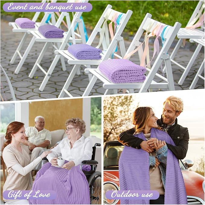 Buryeah 12 Pcs Flannel Throw Blanket Bulk 50 x 60 in Sleepover Blanket Outdoor Wedding Throw Lightweight, Oeko-tex Standard 100 Certified for Sofa Homeless Gifts (Purple Series)