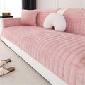 Velvet Couch Cover, Washable Sectional Sofa Cover, Anti Slip Sofa Slipcover for 3 Cushion Couch Sofa L Shaped Armrest Backrest, Furniture Protector Covers for Pets Kids(1PC, Pink, 28"×28")