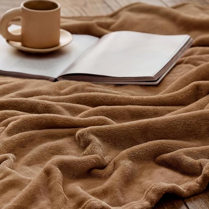 Bedsure GentleSoft Fleece Blanket Twin Size Orange - 300GSM Lightweight Plush Fuzzy Cozy Soft Warm Blanket for Bed, Sofa, Couch, Travel, Camping, 60x80 inches
