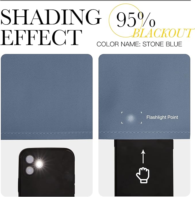 NICETOWN Short Curtains for Kitchen, Stone Blue, 1 Pair, 42 inches Wide by 78 inches Long, Thermal Insulated Solid Grommet Blackout Window Treatment Curtain Panels for Loft, Cafe