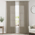 Mocha Linen Curtains 84 Inches Long for Bedroom Back Tab Light Filtering Privacy Semi Sheer Curtains Modern Farmhouse Decor Mocha Cotton Textured Curtain for Living Room 2 Panels Set 52x84 Inch
