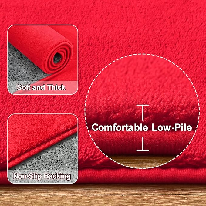 Amearea Large Modern Area Rugs for Bedroom Living Room, 6x9 Feet Red Thickened Memory Foam Rug, Fluffy Indoor Washable Rugs Non Slip Minimalist Carpet for Boys Girls Dorm Nursery Room Decor