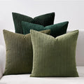 Topfinel Corduroy Throw Pillow Covers Pack of 2 Gray 16"x16" No Insert with Hidden Zipper | Decorative Cushion Covers for Fall, Halloween, Thanksgiving, Christmas Green